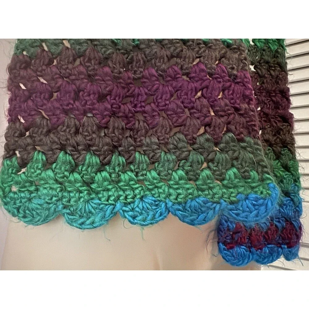 Soft Multicolor Stitched  Scarf Hand Crocheted 100% Acrylic Yarn Handmade